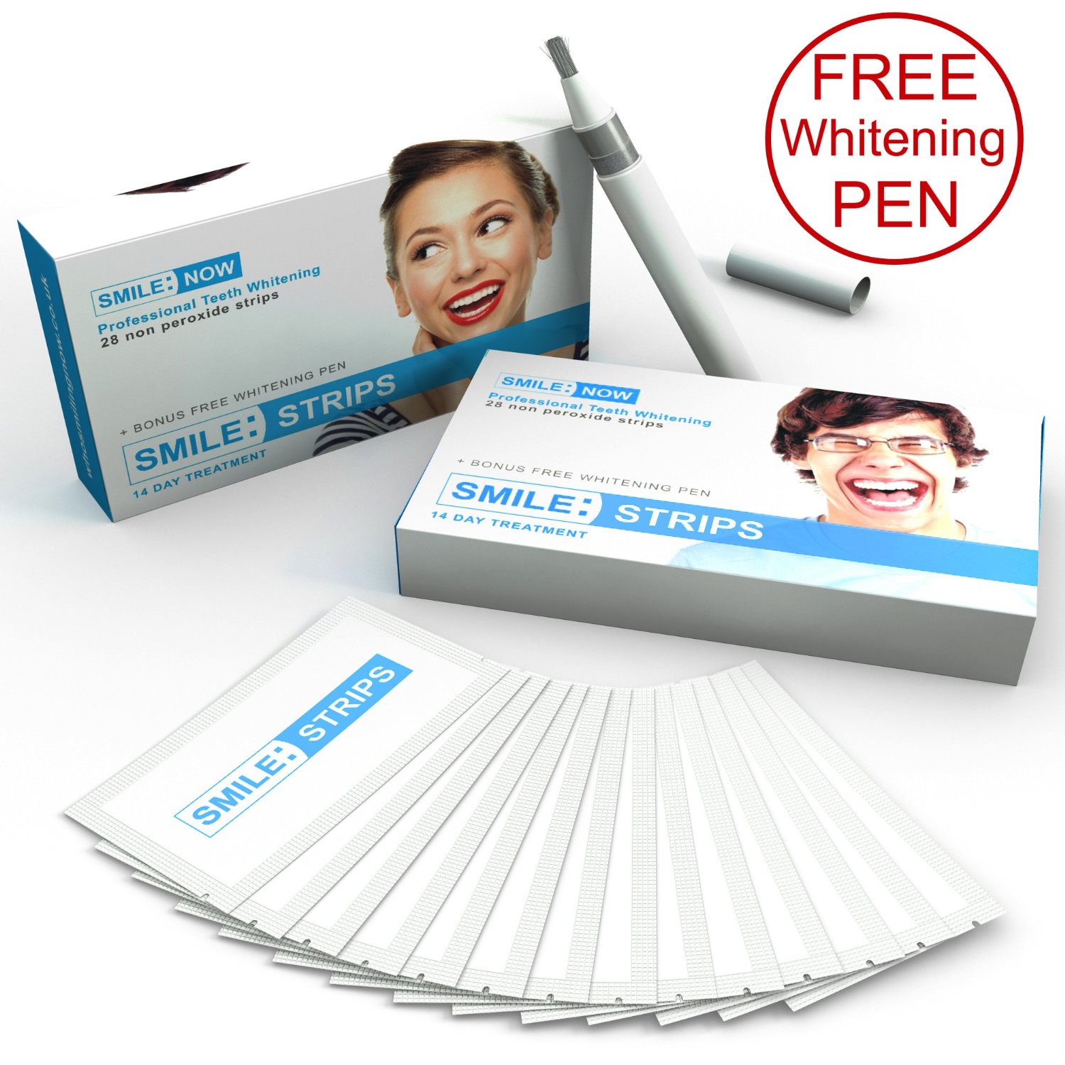Teeth whitening strips plus BONUS FREE Whitening Pen